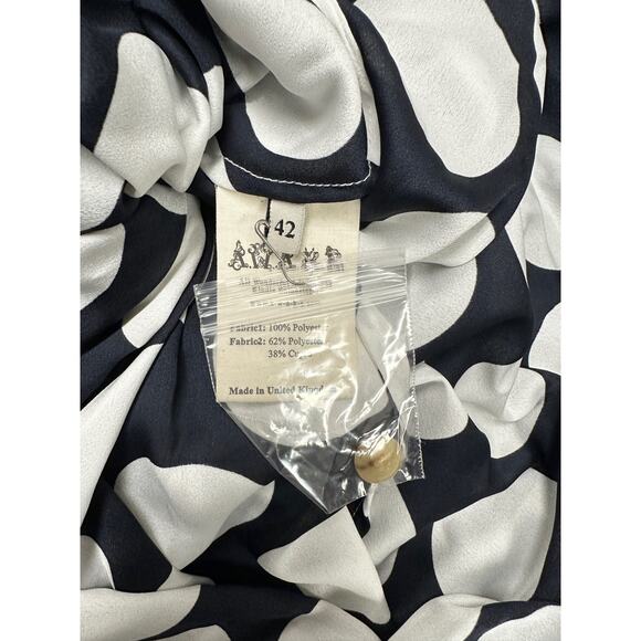 Awake A.W.A.K.E. V-Neck Draped One-Sleeve Asymmetric Polka-Dot Dress - Picture 11 of 15